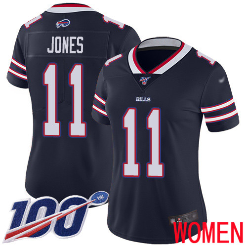 Women Buffalo Bills #11 Zay Jones Limited Navy Blue Inverted Legend 100th Season NFL Jersey